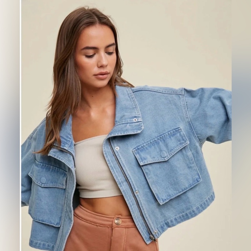 Wishlist Light Blue Cropped Denim Jacket
